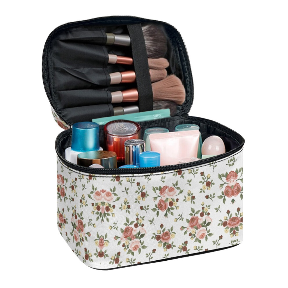 Makeup Bag Cosmetic Travel Organizer Rose 8.86x6.5x5.9 in