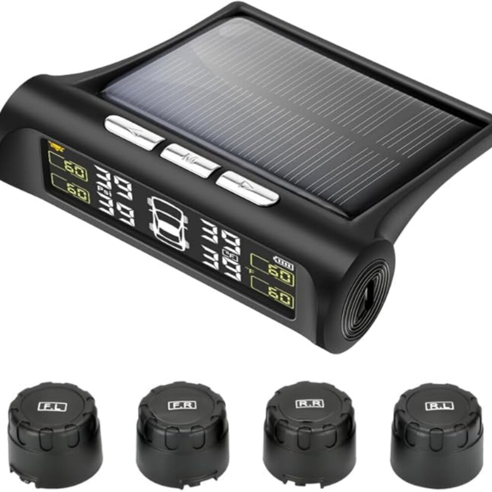 Wireless Solar Tpms For Car/Rv/Suv/Mpv/Sedan Â Real-Time Tire Pressure & Temperature Monitoring With 4 External Sensors, Compatible With 9170372346905
