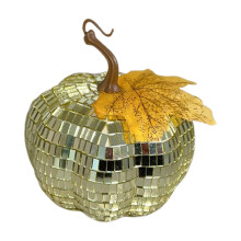Centre de table citrouille réfléchissante – Inspiration années 70, décoration d'Halloween vintage, compatible avec les décors de style ferme