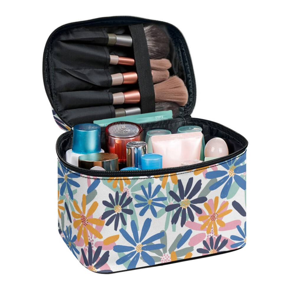 Floral Confetti Makeup Brush Bag with Slots and Zipper 1