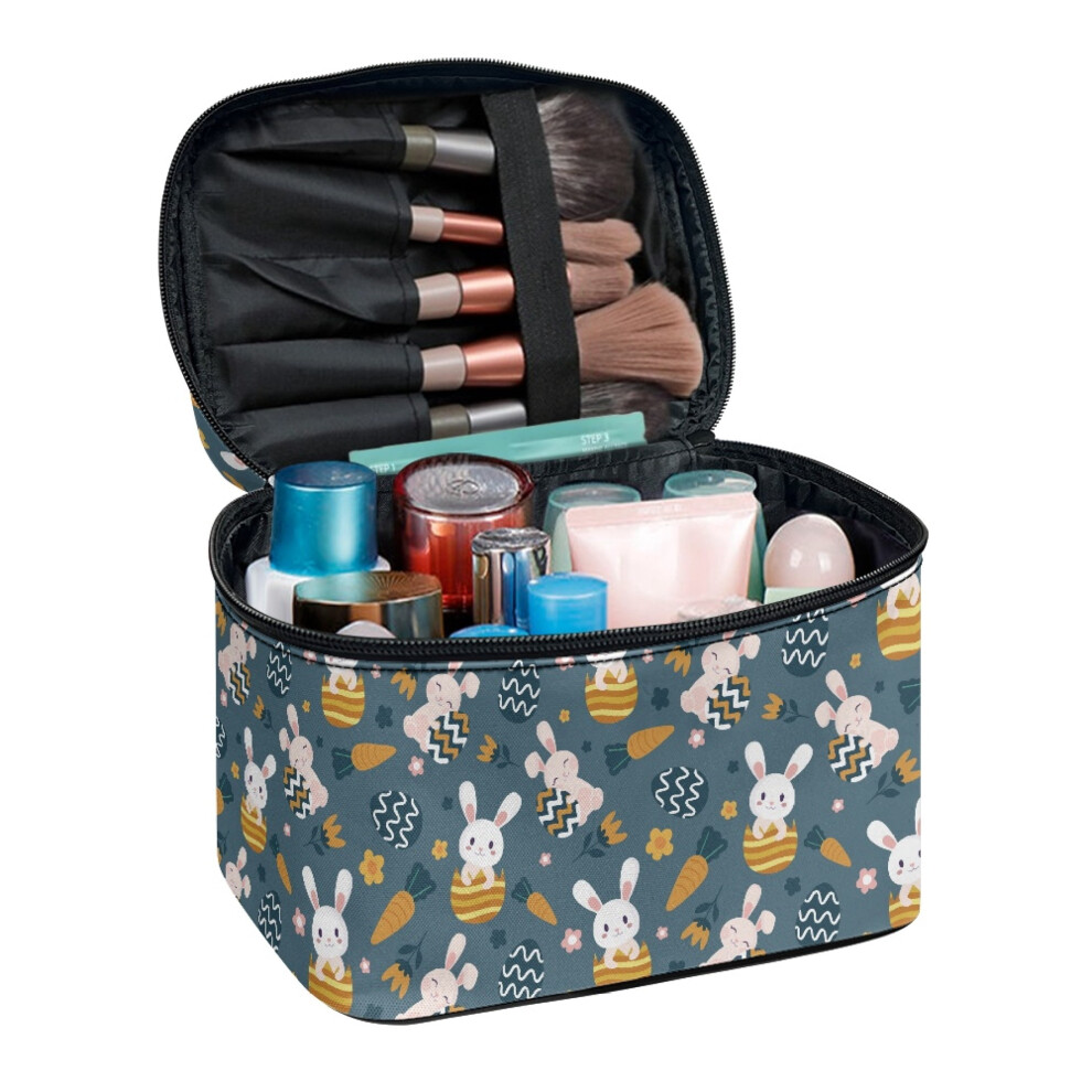 Light Bunnies And Carrots Make Up Case Organizer With Brush Slots Polyester Handle