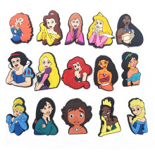 15 breloques pour chaussures en PVC, motif princesses mignonnes et dessins animés, unisexe