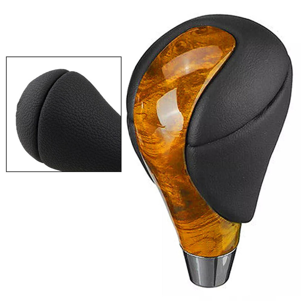 1X Gear Shift Shifter Knob Fits For Toyota For Lexus Automatic Gear Knob Wood Yellow/Grain 9087558633929