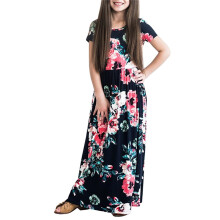 Robe d'été pour filles – Au-dessus du genou, manches bouffantes, robe de princesse à imprimé floral pour tout-petits, taille 10-12 (noir, 120)