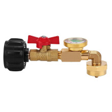 Propane Refill Adapter - Quick Fill, Brass Construction, Pressure Gauge Included, For Camping Stoves and Heaters