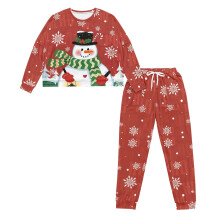 Women's Christmas Pajama Set Snowman Snowflake Print