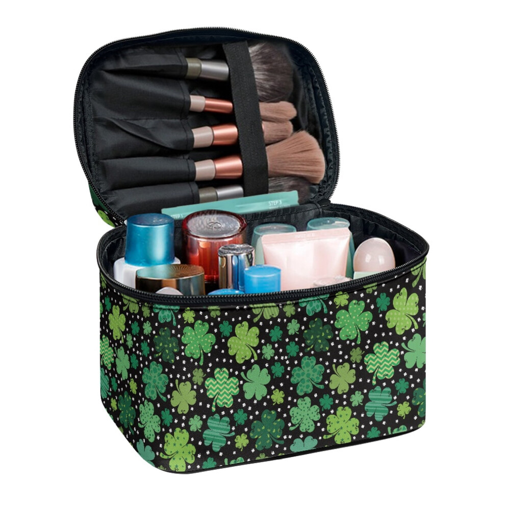 Clover Pattern Makeup Bag Large Capacity Double Zipper