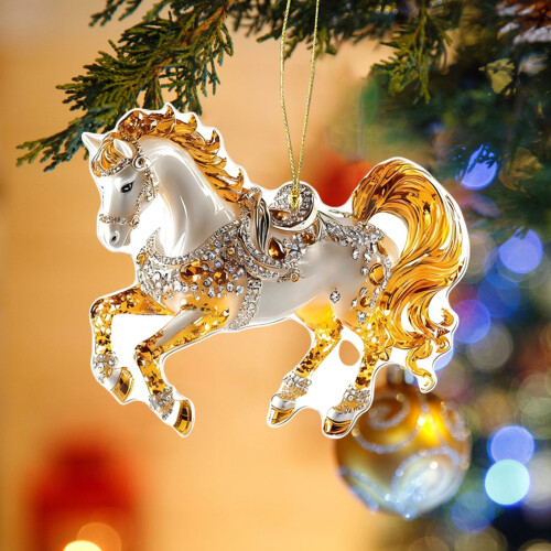 2D Christmas Hanging Ornament Acrylic Tree Decor Beige