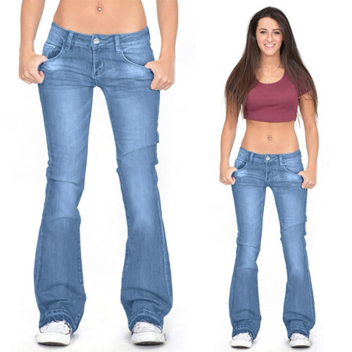 Τζιν παντελόνι καμπάνα Plus Size για γυναίκες, με ελαστική μέση και με μεσαίο 2