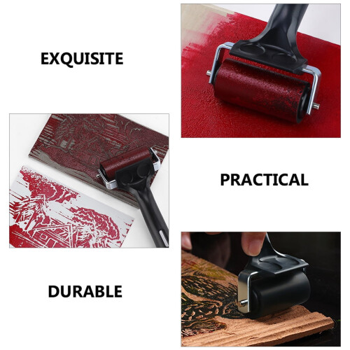 Printmaking Rubber Roller Stainless Steel Black Even Coating Printmaking 1Pack 1