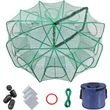 Minnow Trap 32in*10in” with Foldable Fishing Net & Collapsible Fish Bucket - Crab, Crawfish, Shrimp Trap for Freshwater Saltwater Fishing