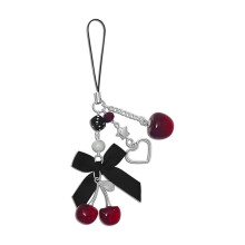 Cute Cherry Bow Pendant Charm for Phone/Handbag/Keychain, Kawaii Resin Jewelry Gift for Women & Teens – Compatible with All Accessories