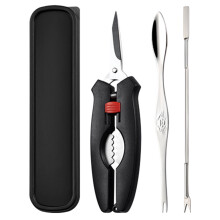 1 Set Crab Leg Crackers Fork Stainless Steel Plastic Metal For Seafood Meal Ergonomic Handle