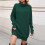 Dames coltrui - oversized trui, losse gebreide pullover (groen) M 2