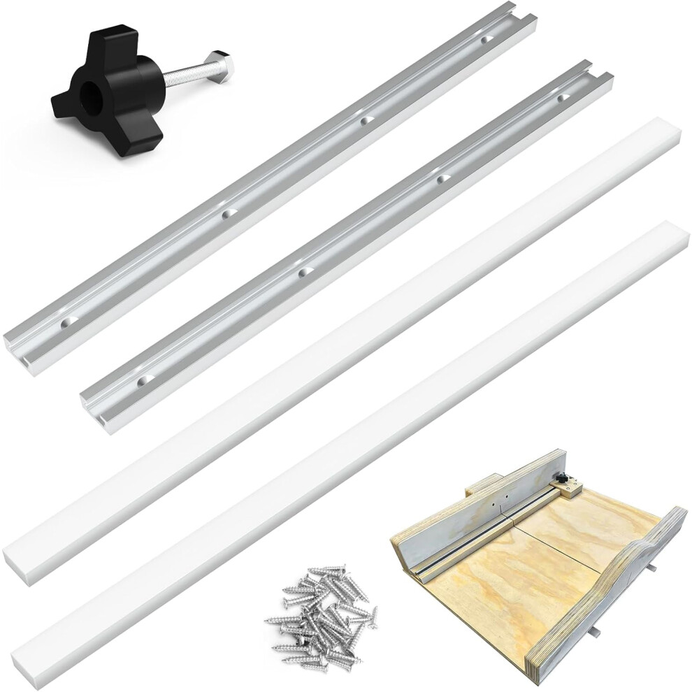Table Saw Sled Kit Diy Crosscut Sled With 2 Aluminum T-Track, 2 Uhmw Miter Bars, Knob And Screws 9558830224482