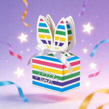 Boîtes cadeaux lapin carrées colorées, lot de 10