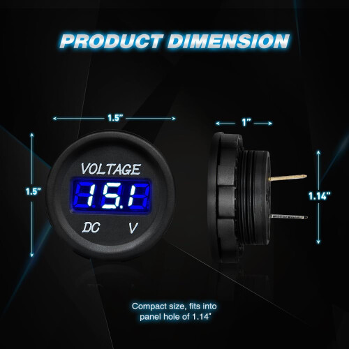 Ψηφιακός πίνακας βολτόμετρου LED DC12V Ψηφιακός στρογγυλός πίνακας VoltVolt Tester Gauge για 2
