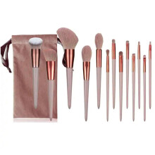 13-Piece Professional Makeup Brush Set for Foundation Blush and Eyeliner with Long Plastic Handle