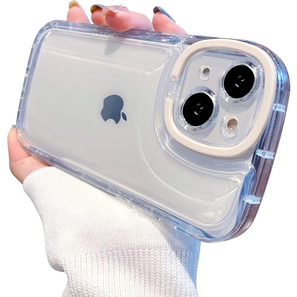 Compatible With Iphone 15 Case Â Clear Tpu Slim Shockproof Kickstand Case With Camera Holder, White 9170372349579
