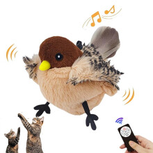 Interactive Cat Toy Rechargeable Chirping Bird with Feather