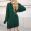 Dames coltrui - oversized trui, losse gebreide pullover (groen) M 3