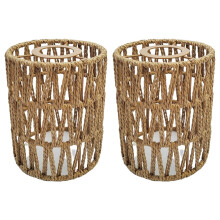 2-Pack Rattan Lamp Shades, Boho Cylinder Woven Replacement for Pendant, Sconce, Ceiling Fan & Floor Lamps – Compatible with Standard Fixtures