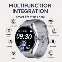 Montre connectée pour seniors, écran rond, grande police, 1 pièce