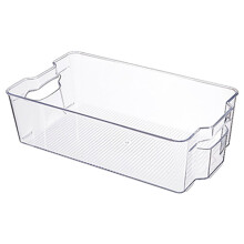 Stackable Pull-Out Fridge Drawer Organizer for Fruits/Veggies – Clear Food-Grade PET, Handle, Divided Compartments, Compatible with Standard Drawers