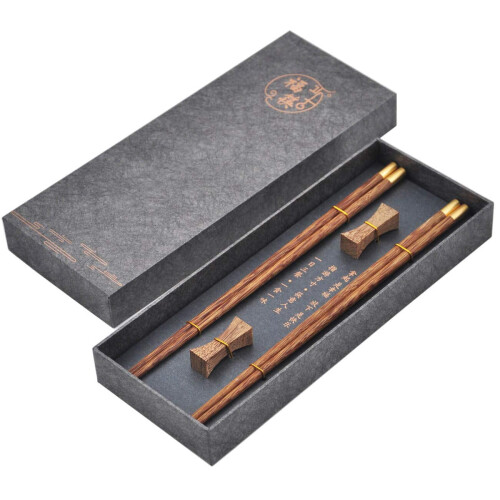 Ξύλινα Chopsticks Επαναχρησιμοποιήσιμα με Θήκη, Σετ Κινέζικων Chopsticks με Θήκη για 2 Ζεύγη 1