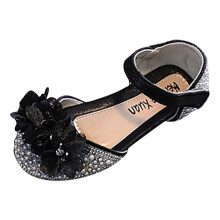 Girls Sandals Open Toe Cute Butterfly Princess Girls Flat, Sparkly Summer Dress Shoes Sandals Black 9.5-10 Years