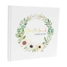 Wedding Guest Book 120 Pages Elegant Flower Pattern Wedding Sign Book Hard Cover Personalized Guest Signature Album for Party Reception Engagement