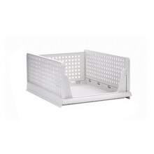 Folding Closet Organizers, Stackable Plastic Storage Bins for Wardrobe, Kitchen, Bathroom & Office – White