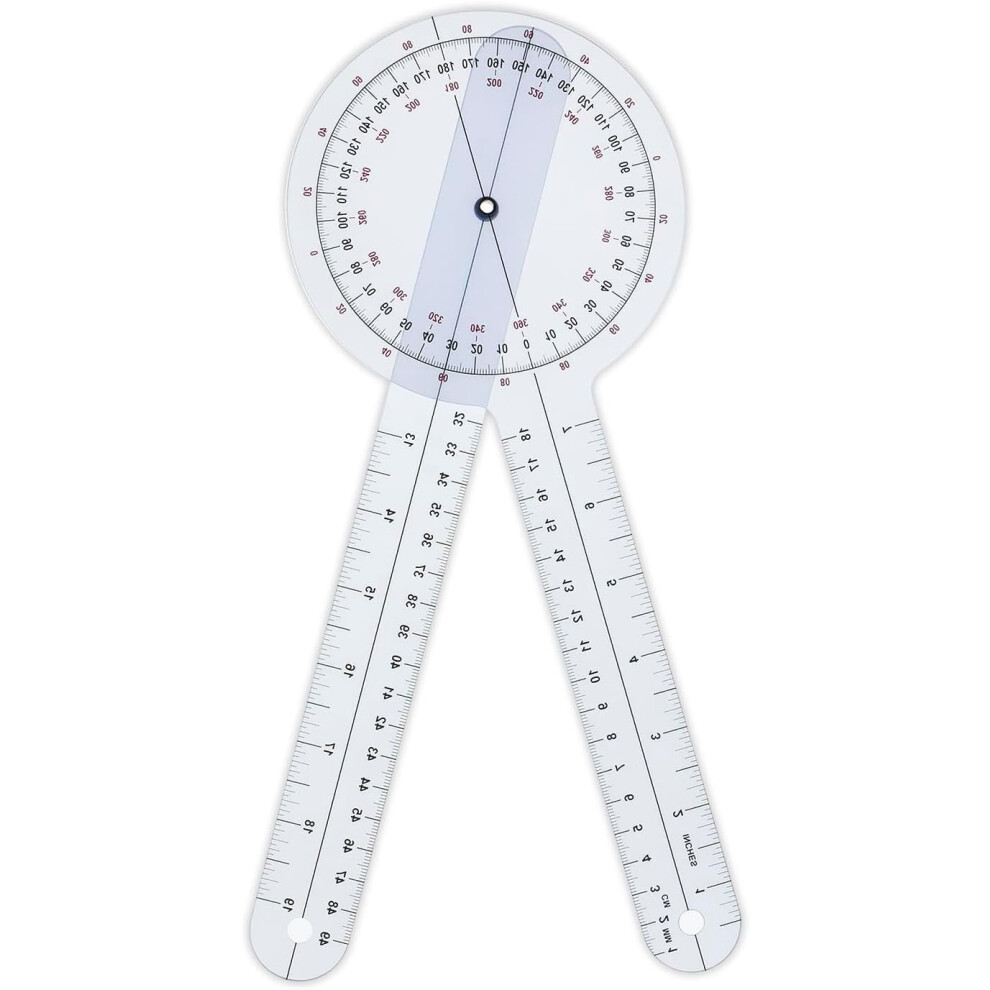 Goniometer 12 Inch 360 Clear Protractor Physical Therapy, For Medical Range Of Motion Measurement Angle Ruler And Protractors Bulk For Classroom 9558830224130