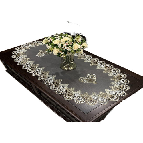 Lace oval table runner embroidered 1 piece