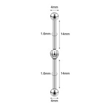 1 Pc 14g Stainless Steel Industrial Barbell Earring Helix Conch Piercing Jewelry-Style 1-14mm