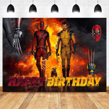 Bandera de fondo con temática de Deadpool y Wolverine para fiestas de cumpleaños infantiles, decoración, accesorios para fotografía, 70,8 x 43,3