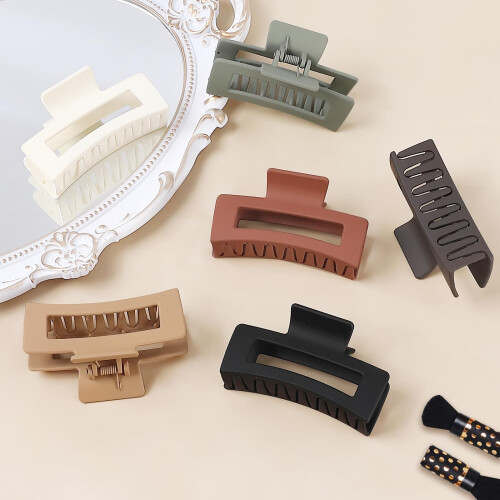 Presilha de cabelo, 6 unidades de presilhas médias de 8,9 cm (3,5 polegadas) para mulheres - Acessórios de cabelo marrom 1