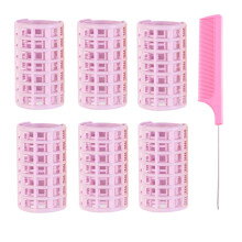 Plastic Hair Rollers,1.38x2.64 inch Self-Grip Curlers, Required for DIY Hair Styling and Salon Use,Random Color,6 Pack