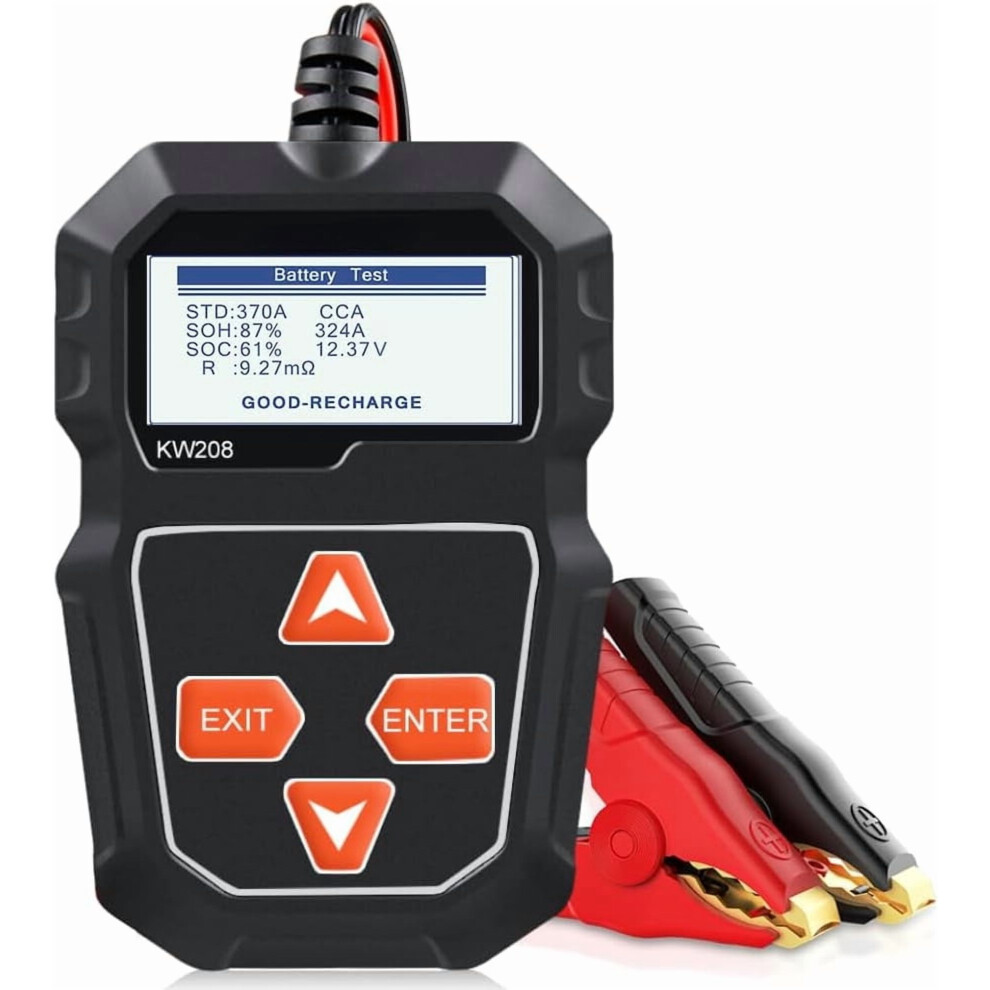 Kw208 12V Car Battery Tester, 100Â2000 Cca Load Tester, Digital Auto Battery Analyzer Compatible With Truck, Marine, Motorcycle, Suv, Boat 9362892448911