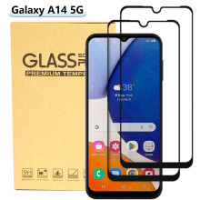 Protector de pantalla compatible con Samsung Galaxy A14 5G - Cristal templado transparente, compatible con fundas, paquete de 2