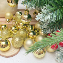 Ensemble de 24 boules de Noël dorées de 3 cm (1,18 po) en plastique incassable et léger, idéales pour décorer sapin, couronnes, centres de
