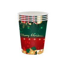 Ensemble de vaisselle de Noël rouge et verte 32 pièces – Assiettes, gobelets et serviettes jetables – Idéal pour les fêtes de fin d'année