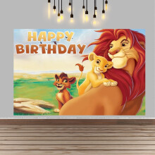 Bandera de fondo con temática del Rey León para fiestas de cumpleaños infantiles, decoración para fiestas, accesorios para fotografía, 70,8 x