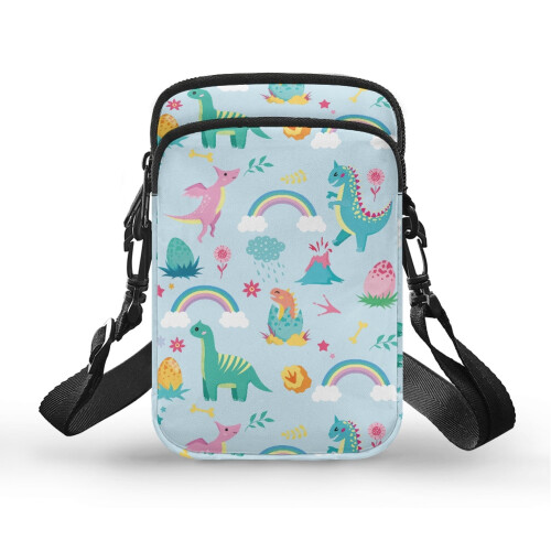 Dinosaurier-Regenbogen-Schultertasche aus Polyester für Erwachsene