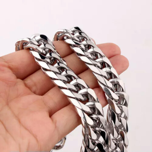 HEAVY20mm Ασημένια Αλυσίδα Curb Cuban Link 316L Ανδρικό Κολιέ από Ανοξείδωτο Ατσάλι - Ασημί - 16mm