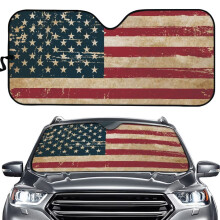 Retro American Flag Car Sun Shade Cover for Front Windshield – Compatible with Most Cars