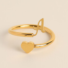 Personalized Initial Heart Ring for Granddaughter Letter Jewelry Gift