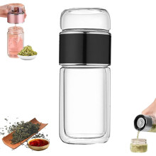 Tryteavas Glass Tea Infuser, 3-in-1 Built-in Filter, Double-Layer Separation for Blooming & Loose Leaf Tea, Compatible with Standard Mugs