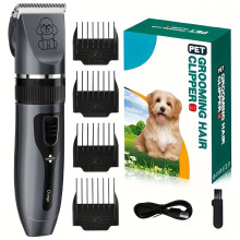 Professional Dog Grooming Kit - USB Rechargeable Electric Clippers with Thick Ceramic Blades, Brush & Measuring Tool Set for Cats and Dogs