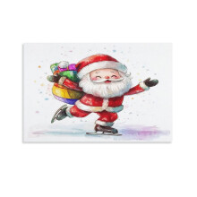 Weihnachtsmann mit Geschenk auf dem Eis (Leinwandbild, 61 x 91 cm, ungerahmt) – Weihnachtsdekoration für Schlafzimmer, Kinderzimmer, Wohnzimmer